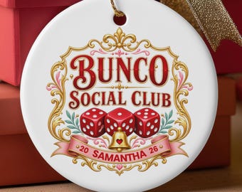 Custom bunco ornament, bunco lover gift, Christmas bunco ornament personalized, bunco game night gifts, personalizable bunco group gift