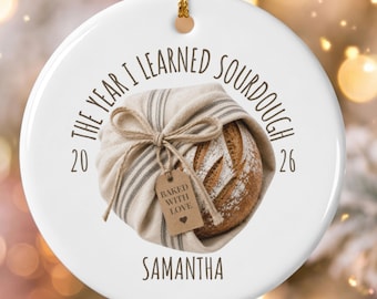 Custom sourdough ornament, sourdough gift, Christmas baker ornament personalized, bread lover gift for baker, homemaker gift for mom