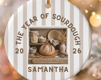 Custom sourdough ornament, sourdough gift, Christmas baker ornament personalized, bread lover gift for baker, homemaker gift for mom
