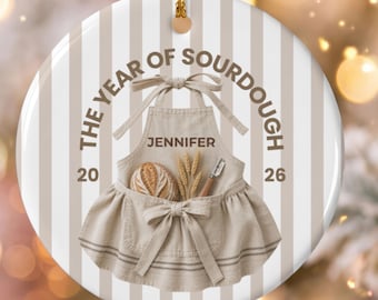 Custom sourdough ornament, sourdough gift, Christmas baker ornament personalized, bread lover gift for baker, homemaker gift for mom