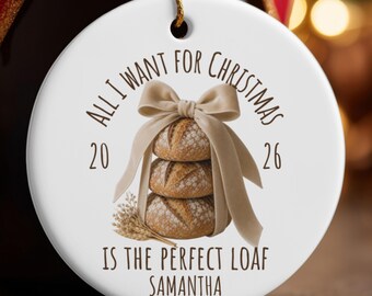 Custom sourdough ornament, sourdough gift, Christmas baker ornament personalized, bread lover gift for baker, homemaker gift for mom