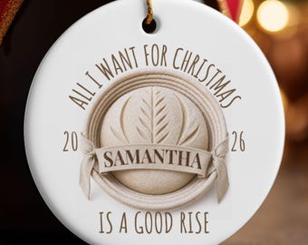 Custom sourdough ornament, sourdough gift, Christmas baker ornament personalized, bread lover gift for baker, homemaker gift for mom