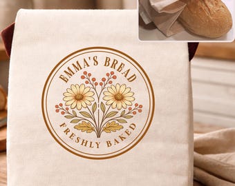 Fall custom sourdough bread bag, autumn host gift for bread lover, fall gift for host, farmhouse kitchen fall décor, custom sourdough gift