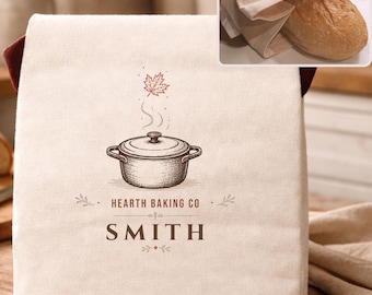 Fall custom sourdough bread bag, autumn host gift for bread lover, fall gift for host, farmhouse kitchen fall décor, custom sourdough gift