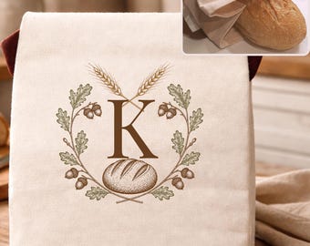 Fall custom sourdough bread bag, autumn host gift for bread lover, fall gift for host, farmhouse kitchen fall décor, custom sourdough gift
