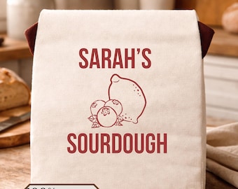 Bolsas de masa madre personalizadas, bolsas de algodón para pan, bolsas para masa madre, bolsas personalizadas para amantes del pan, bolsas de pan de arándano y limón, regalo perfecto.