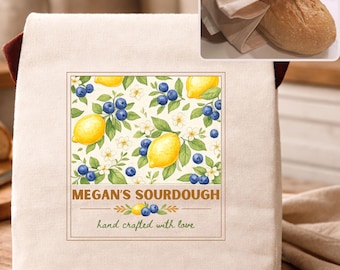 Bolsas personalizadas para masa madre, bolsas de algodón para pan, bolsas para masa madre, bolsas personalizadas para amantes del pan, estética de cocina rústica, bolsa cottagecore