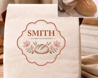 Fall custom sourdough bread bag, autumn host gift for bread lover, fall gift for host, farmhouse kitchen fall décor, custom sourdough gift