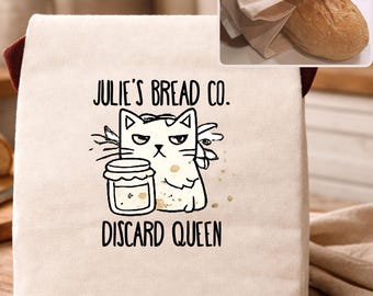 Personalized sourdough bag gift for cat lover, custom bread bags for sourdough, bread lover gift, modern farmhouse sourdough gifts for baker