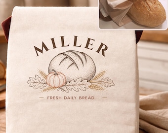 Fall custom sourdough bread bag, autumn host gift for bread lover, fall gift for host, farmhouse kitchen fall décor, custom sourdough gift