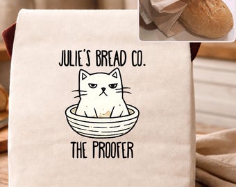 Personalized sourdough bag gift for cat lover, custom bread bags for sourdough, bread lover gift, modern farmhouse sourdough gifts for baker