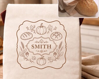 Fall custom sourdough bread bag, autumn host gift for bread lover, fall gift for host, farmhouse kitchen fall décor, custom sourdough gift