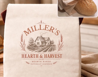 Vintage sourdough bags, custom cotton bread bags for sourdough, bread lover gift, modern farmhouse bread bags sourdough gifts for baker
