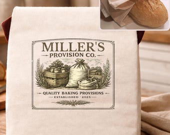 Vintage sourdough bags, custom cotton bread bags for sourdough, bread lover gift, modern farmhouse bread bags sourdough gifts for baker