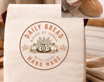 Fall custom sourdough bread bag, autumn host gift for bread lover, fall gift for host, farmhouse kitchen fall décor, custom sourdough gift
