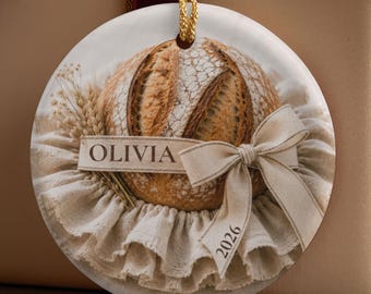 Custom sourdough ornament, sourdough gift, Christmas baker ornament personalized, bread lover gift for baker, homemaker gift for mom