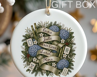Custom mahjong lover ornament, mahj gifts mahjong friend gift exchange, game night gifts personalized mahjong group gift for mahjong friend