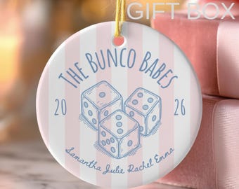 Custom bunco ornament, bunco lover gift, Christmas bunco ornament personalized, bunco game night gifts, personalizable bunco group gift
