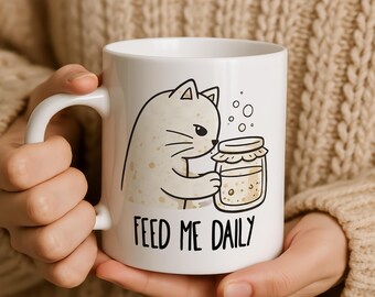 Cute cat coffee mug for bread baker sourdough coffee cup gift for bread lover mug sourdough gifts vintage cottagecore gift for mom