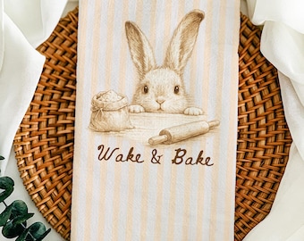 Bunny tea towel for kitchen modern farmhouse décor cottage kitchen aesthetic vintage kitchen décor cottagecore kitchen tea towel gift ideas