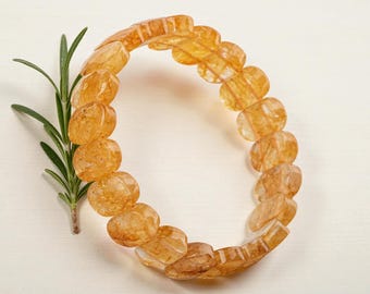 Handmade Citrine Crystal Bracelet – Wide Cut Natural Stone