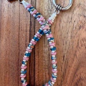 Pink + Blue Hand Woven Super Duo Beaded Bracelet | Toggle Clasp