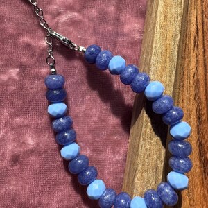 Blue Rondelle Beaded Bracelet | Stainless Steel
