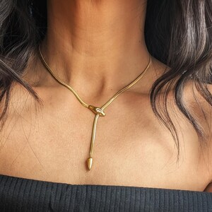 Gold Stainless Steel Snake Chain Necklace | Dainty Minimalist Jewelry | Everyday Layering Necklace | The Serpent