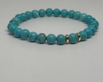 Blue Turquoise Mala Bracelet for Calm and Tranqui