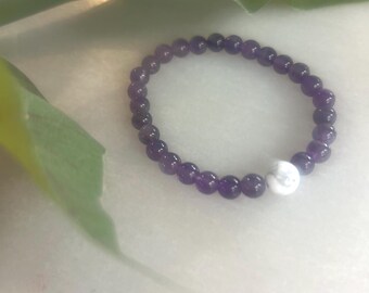 Natural Amethyst Mala Bracelet- Meditation Jewelry for Calm & Inner Peace