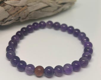 Mala Bracelet Natural Amethyst- Meditation Jewelry for Calm & Inner Peace