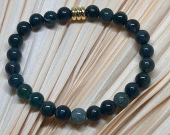 Moss Agate Mala Bracelet- Healing Jewelry for New Beginnings