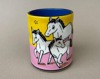 Ceramic Coffee Mug 9 oz | Tea Cup | Gifts for Coffee Lovers | Special Gift | Animal Art | Trust Soul Horse Cup | Pottery Home Decor