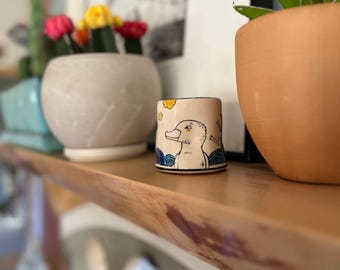 Ceramic Coffee Mug 6 oz | Tea Cup | Gifts for Coffee Lovers | Espresso Shot | Animal Art | Duck Lucky Cup | Pottery Home Decor