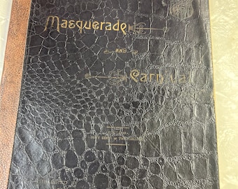 Antique 1892 Masquerade and Carnival Book by Butterick with Original 1890s Celluloid Name Stencil Hermina Ribard, Gilded Age Fashion History
