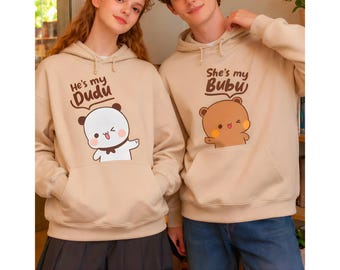Bubu Dudu Bear Couple Hoodies, Husband Wife Matching Sweatshirts, His Hers Outfits