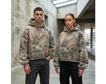 Oversized Camo Hoodies, Vintage Camouflage Pattern Sweatshirt, Y2K Retro Streetwear