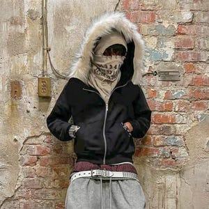 †2000s Big Hoodie Gimmick Jacket 2000s Hooded Zip Sweatshirt - Taupe – JJJJound