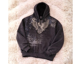 Goth Y2k Hoodie, Zip up Gothic Sweatshirt, Casual Punk Hoodies