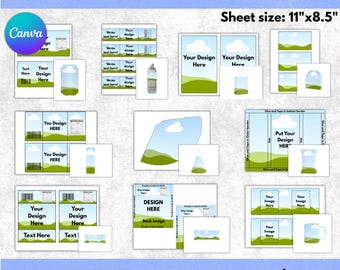 Custom party Favor Templates, Template Bundle, Chip Bag Template, Capri Sun Labels, Chocolate Bar Wrapper, Rice Krispies, Mockups, Canva