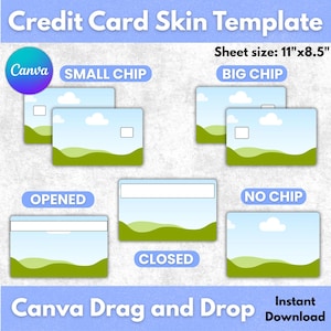 Sjabloonbundel creditcardskin | Canva bewerkbare debetkaartomslag SVG | Kaart stickerfolie voor Cricut | Klein Groot Geen chip
