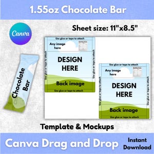 Chocolate Bar Wrapper Template, Party Favor, Candy Bar Wrapper, Canva Editable, Chocolate Wrapper Label, Party Favor Wrapper, Drag and drop
