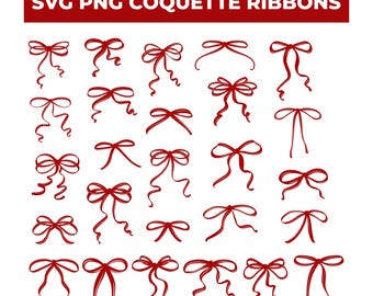 Valentines day Coquette ribbons Svg Png, Vector Valentine gift, Ribbon Knots Red Coquette vector Digital Download Svg