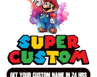 Super Mario Font Custom Name , Mario bros typography, Super mario cool Font letters Drag and Drop frames Vector Digital Download