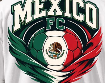 Mexiko Fußball PNG Tshirt, mexikanische Fußballgrafik Bunt trendy, WM Fan Designs, Futbol Liebhaber Sublimation Digitaler Download