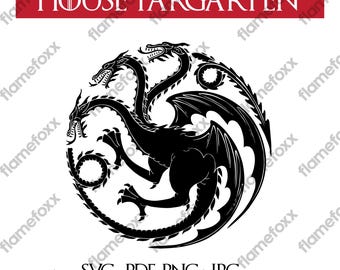House of the dragon Sigil, Game of thrones PNG SVG PDF Digital Download Instant Dragon Svg targaryen house emblem digital cricut download