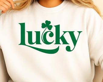 Lucky Shamrock SVG, Funny St Patricks Day Design (Digital Download