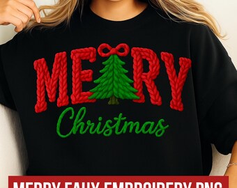 Faux Yarn Merry Christmas PNG, Yarn Christmas Tree Png, Chunky Knit Coquette Bow Christmas Tree PNG, Realistic Yarn Holiday Sublimation