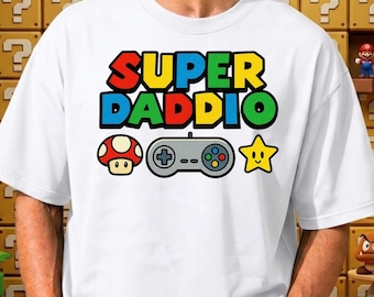 Super Mario Font Super Daddio png, Best Dad Ever Png, Dad Shirt Design, fatherhood png, Funny Dad Shirt, fathers day , Dad Life Png