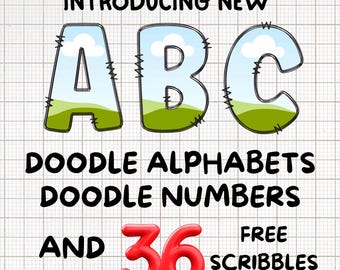 Canva Frame Doodle Alphabet UPPERCASE and Numbers, Editable Canva Letters template Custom Fill Pattern Digital Downloads